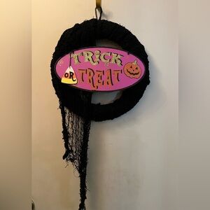 Halloween holiday wreath. Creepy cloth. trick or treat. Cute Halloween